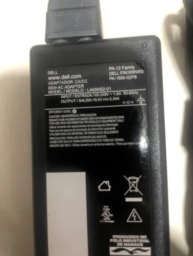 Carregador Original Dell 65W 19,5V 3,34A - Completo