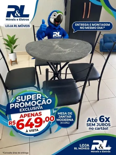Mesa Maricá Tampo Redondo Na Promoção/Entrega É Montagem Grátis Loja RL Moveis
