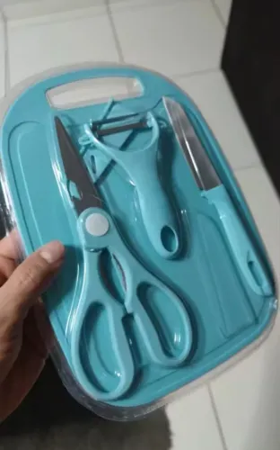 Kit completo de Cozinha em Aço Inox - 4 Peças (Azul)