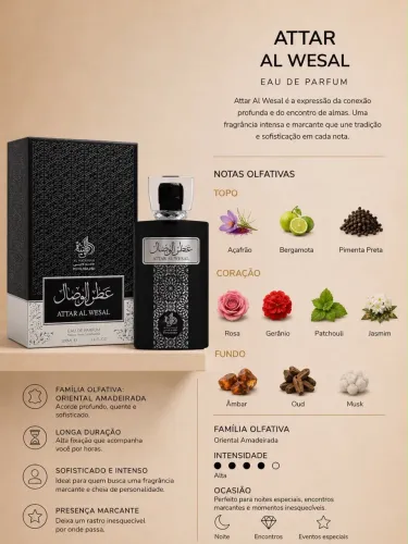 Perfume Attar Al Wesal Al Wataniah 100ml - Árabe Importado | Masculino