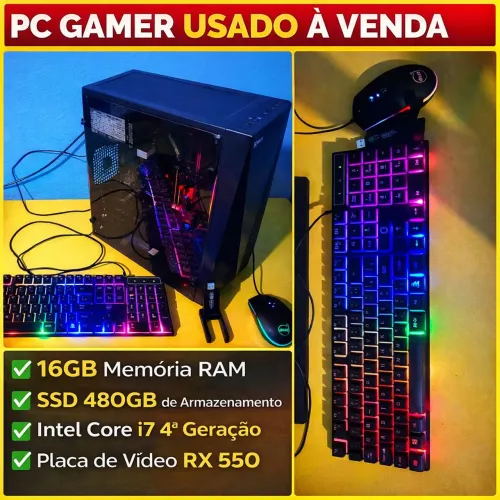 COMPUTADOR GAMER I7 4790/ 2X8 RAM/ RX 550/SSD 480