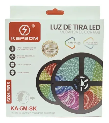 Luz De Tira Led Rolo Fita 5m Cor Rgb Mudanca De Cor Rgb