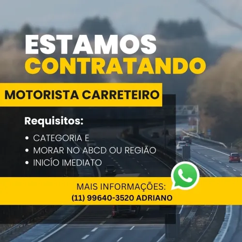 Contrata - se motorista carreteiro
