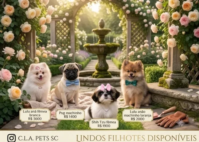 Pug, Shih Tzu e Lulu da Pomerânia