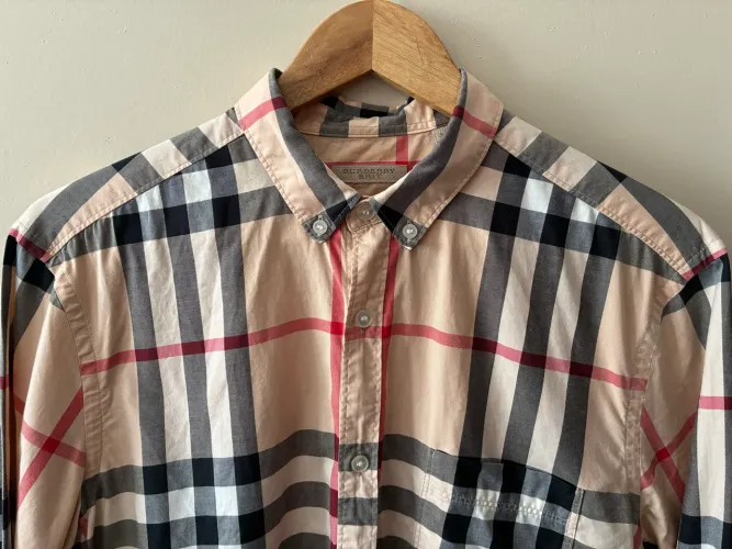 camisa burberry vintage check manga longa m