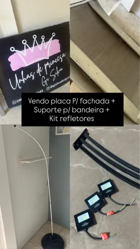 Placa P/ fachada + suporte bandeira + kit refletor