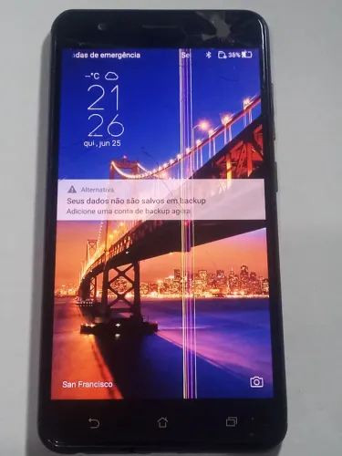 Celular Asus ZenFone 3 zoom ZE553KL de 64 GB tela trincada funcionando normal