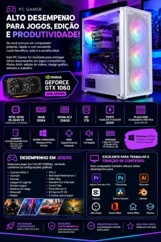 Pc Gamer | Gtx 1060 | Nvme 256gb | 16gb Ram | Windows 11 Pro