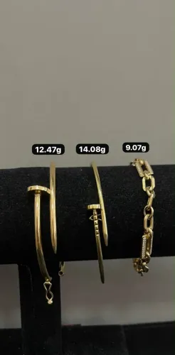 Braceletes Prego de ouro 18k procedência garantia eterna