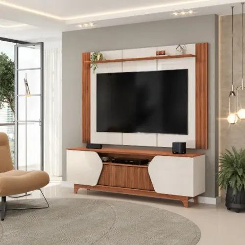 12X SEM JUROS - PAINEL RIPADO COM BANCADA | PARA TVs ATÉ 75? | NEW COLLECTION