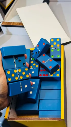 Dominó Profissional em PVC Grosso 2,1 cm Azul - Alta Qualidade