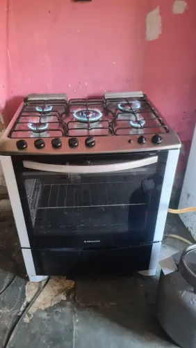 Fogão Electrolux 5 bocas automático forno duplo elétrico a gaz 