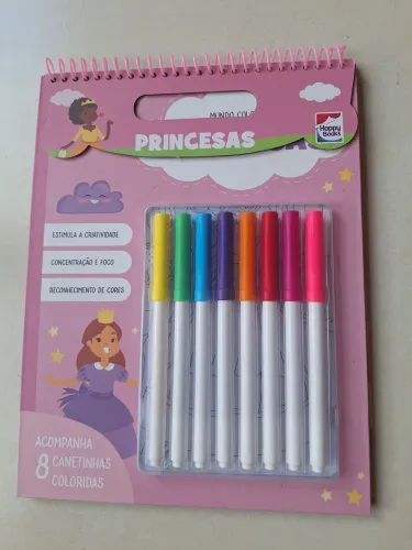 Livro O Mundo Colorido Princesas com Canetinhas 
