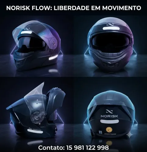 Capacete Moto Norisk Articulado Escamoteável Robocop