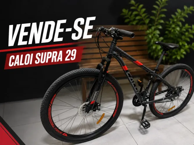 Bicicleta Caloi supra aro 29, freio a disco, amortecedor, capacete, faço um BOM PREÇO!