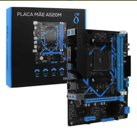 Placa Mãe A520 Amd Ddr4 Am4 Usb 3.0 Vga Hdmi Alto Desempenho