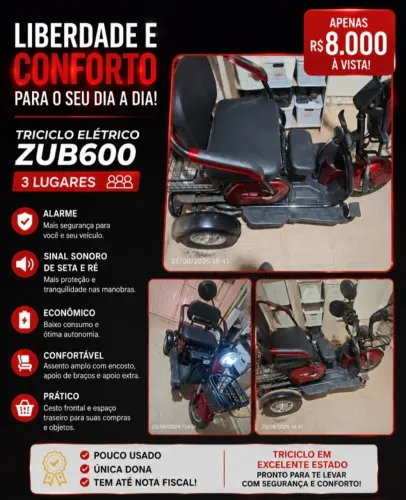 TRICICLO ELÉTRICO ZUB 600W