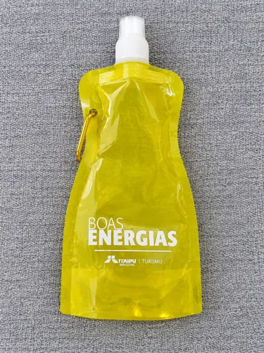 Squeeze Dobrável Amarelo Com Mosquetão Itaipu Binacional