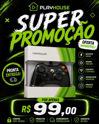 Controle Xbox 360 PC TV com fio novo