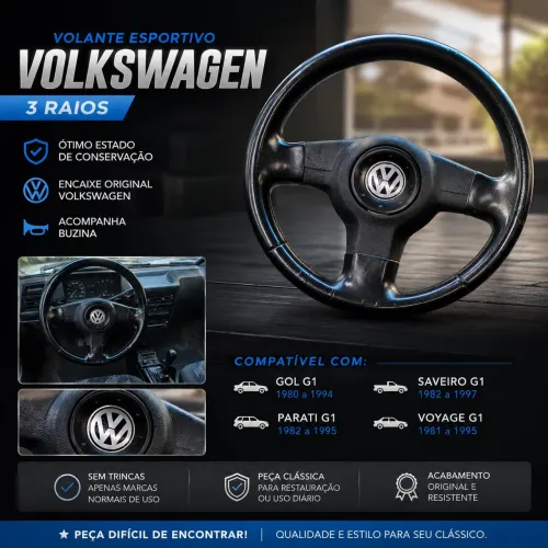 Volante Esportivo Original VW Gol Parati Saveiro Voyage G1, G2, G3