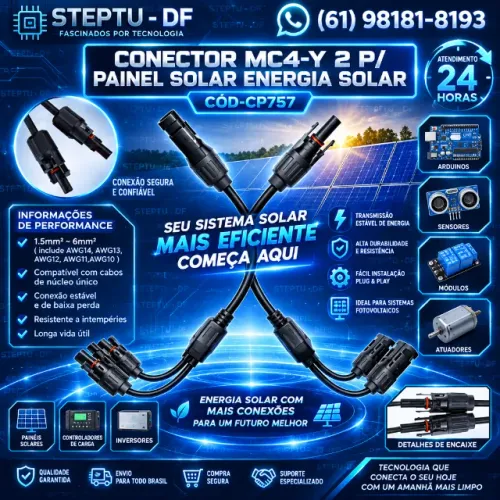 Conector Mc4 -y 2 P/ Painel Solar Energia Solar Painel Solar Arduino Automação COD-CP757