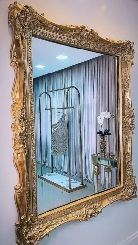 Espelho Neoclássico grande dourado Obra de arte