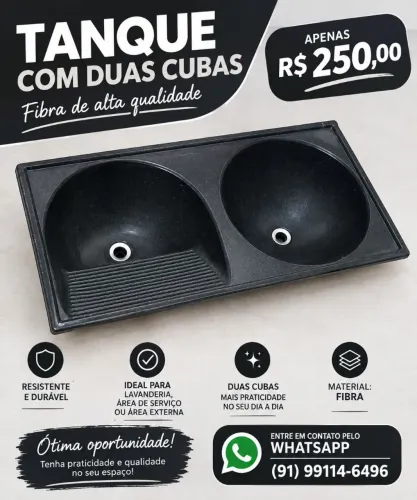 VENDE-SE TANQUE DE FIBRA DE 2 CUBAS