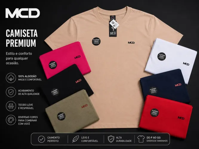 Camiseta Masculina Premium Diversas Cores P ao GG