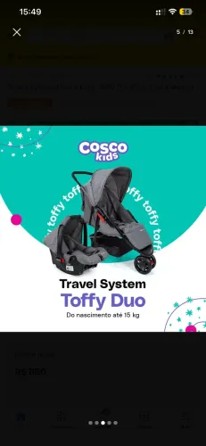 Carrinho Travel System Toffy Duo - Cosco
