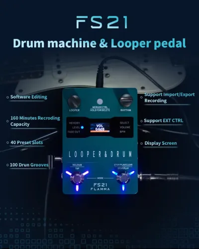 Pedaleira guitarra estéreo FS21 FLAMMA