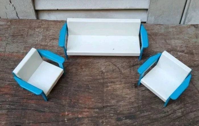 Brinquedo antigo jogo de sofá para mini bonecas anos 70/80