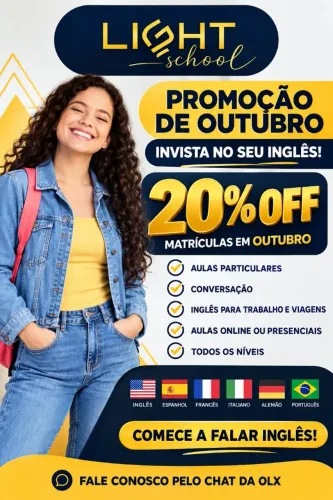 Título do anúncio: ? PROMOÇÃO DE OUTUBRO ? 20% OFF NO CURSO DE INGLÊS!