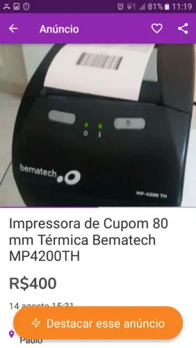 Impressora Térmica Elgin Bematech