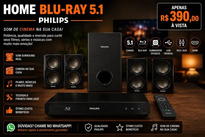 Home Theater Blu Ray 5.1 Philco Aceito troca