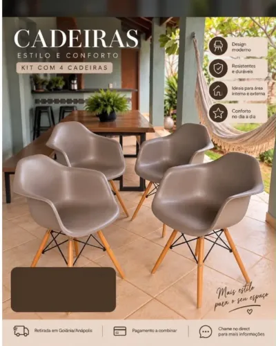 Mesa redonda de jantar com 4 cadeiras confortáveis e elegantes
