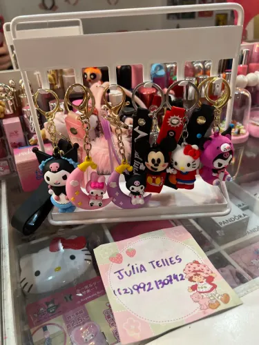 Chaveiros de borracha silicone Kuromi hello Kitty Mickey 