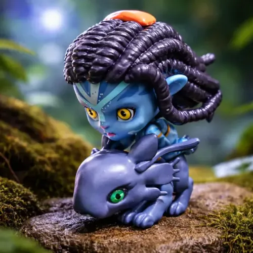 Estatueta em PVC da Neytiri E Thanator Avatar 7,5 Cm