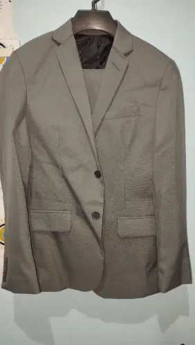 Terno Slim Oxford Masculino Cinza Escuro, Paletó 46, calça 40