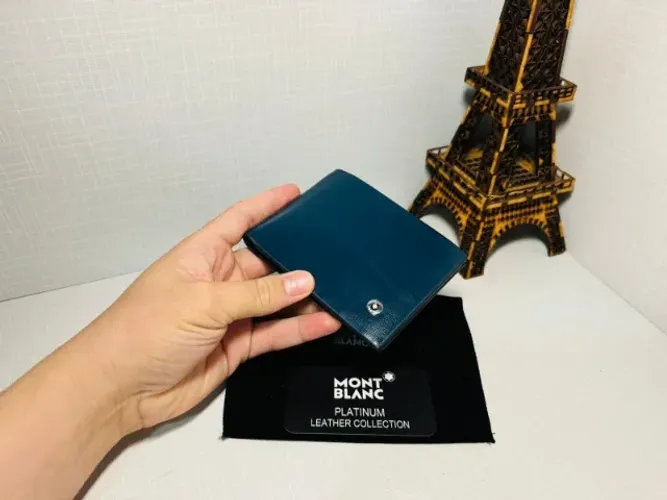 CARTEIRA MASCULINA COLEÇÃO ALL BLUE MONTBLANC COURO GENUINO RESINADO COLORS PREMIUM AAA