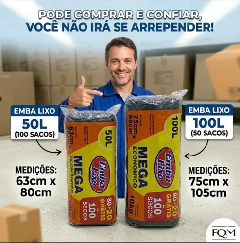 ? SACO DE LIXO REFORÇADO - 50 LITROS (100 UNIDADES) E 100 LITROS (50 UNIDADES)