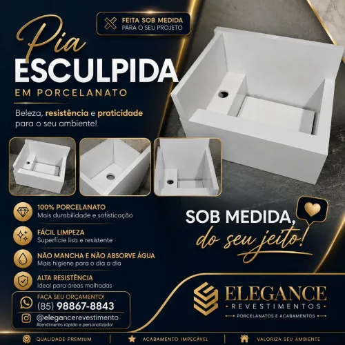 Pias esculpida de porcelanato