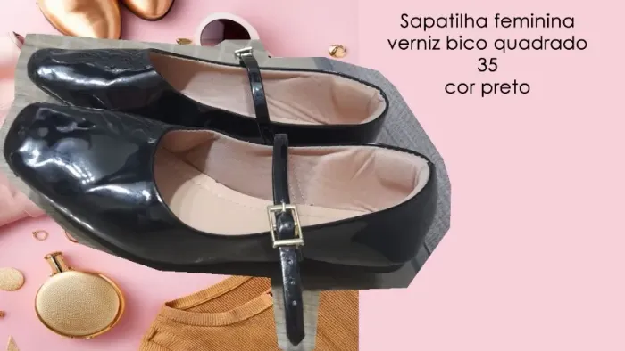 Sapatilha feminina verniz bico quadrado 35