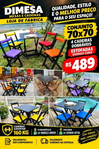 Vendo conjuntos de mesas e cadeiras dobrável A pronta entrega Pague na entrega *