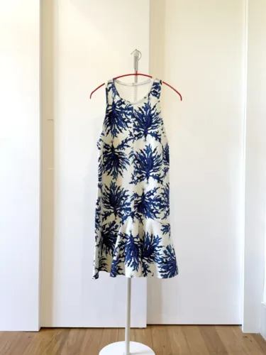 Vestido Animale estampado branco e azul G