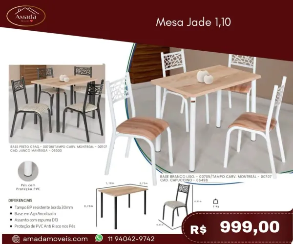 Mesa Jade 1,10 - à pronta entrega