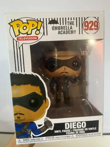 funko pop diego the umbrella academy 929 com detalhe na caixa