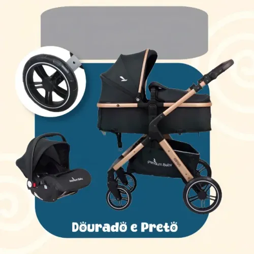 Carrinho bebe com bebe conforto + base veicular Kansas Premium Baby Preço e Cor Variam