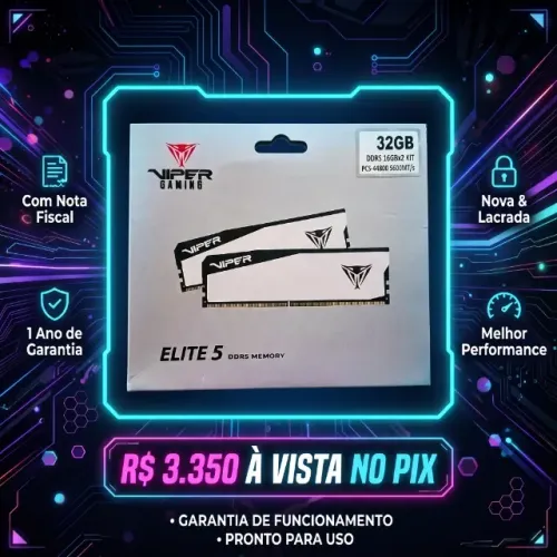 Memórias RAM Viper elite 5 DDR5 5600 Mt/s CL36 RGB White - 2×16GB (32GB)