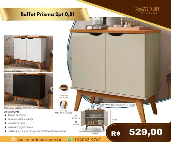 Buffet prisma 2pt 0,81 a pronta entrega 