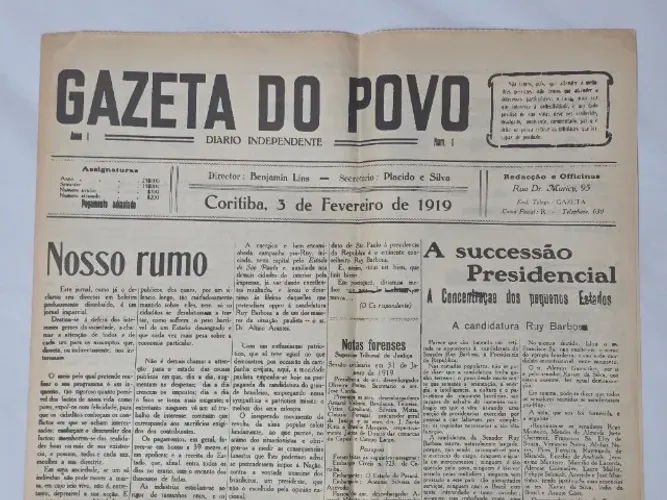 Antigo e Raro Jornal Gazeta Do Povo Ano 1 Número 1 Fevereiro 1919 Curitiba Paraná